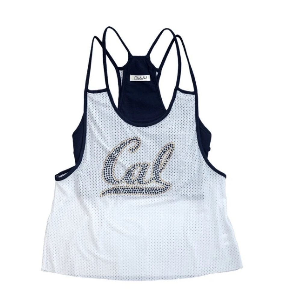 University of California Berkeley Rhinestone Mesh Tank W/ Strappy Bralette